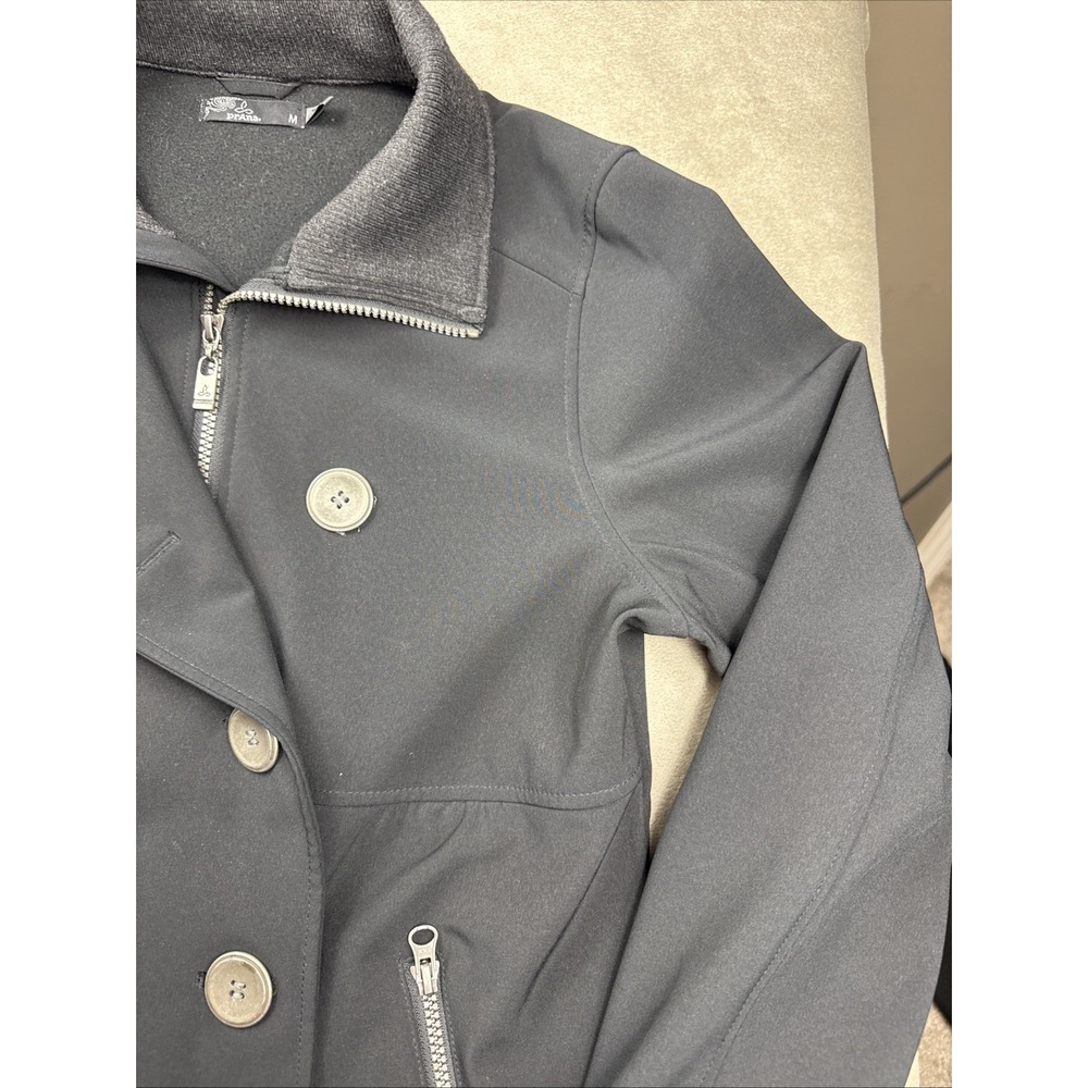 Prana Womens Medium Button Front Water Resistant Soft Shell Jacket Black EUC - Picture 9 of 16